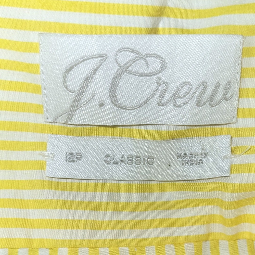 J. Crew Yellow Stripe Poplin Tie Belt Americana Countrycore Shirt Dress 12P - Picture 5 of 8